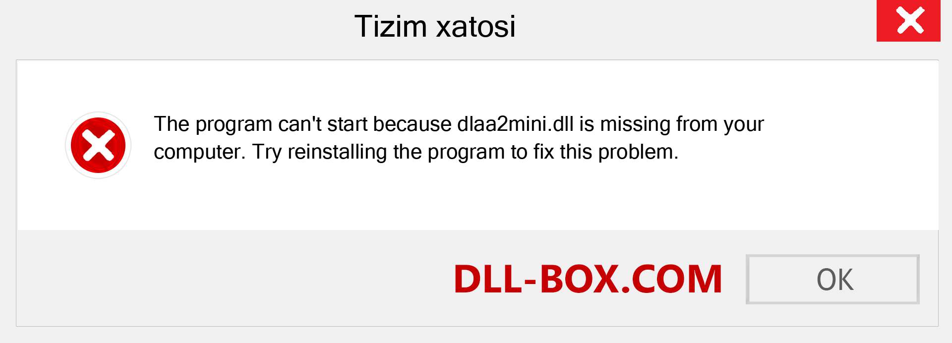 dlaa2mini.dll fayli yo'qolganmi?. Windows 7, 8, 10 uchun yuklab olish - Windowsda dlaa2mini dll etishmayotgan xatoni tuzating, rasmlar, rasmlar